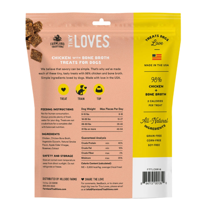 Farmland Traditions Tiny Loves Chicken w/Bone Broth Dog Treats 1ea/16oz.