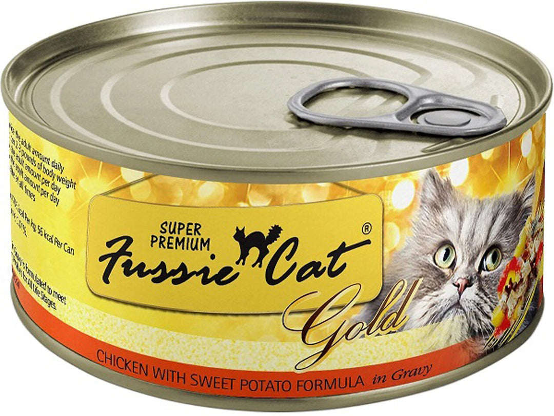 **Fussie Cat Gold Chicken Sweet Potato 2.82oz. (Case of 24)