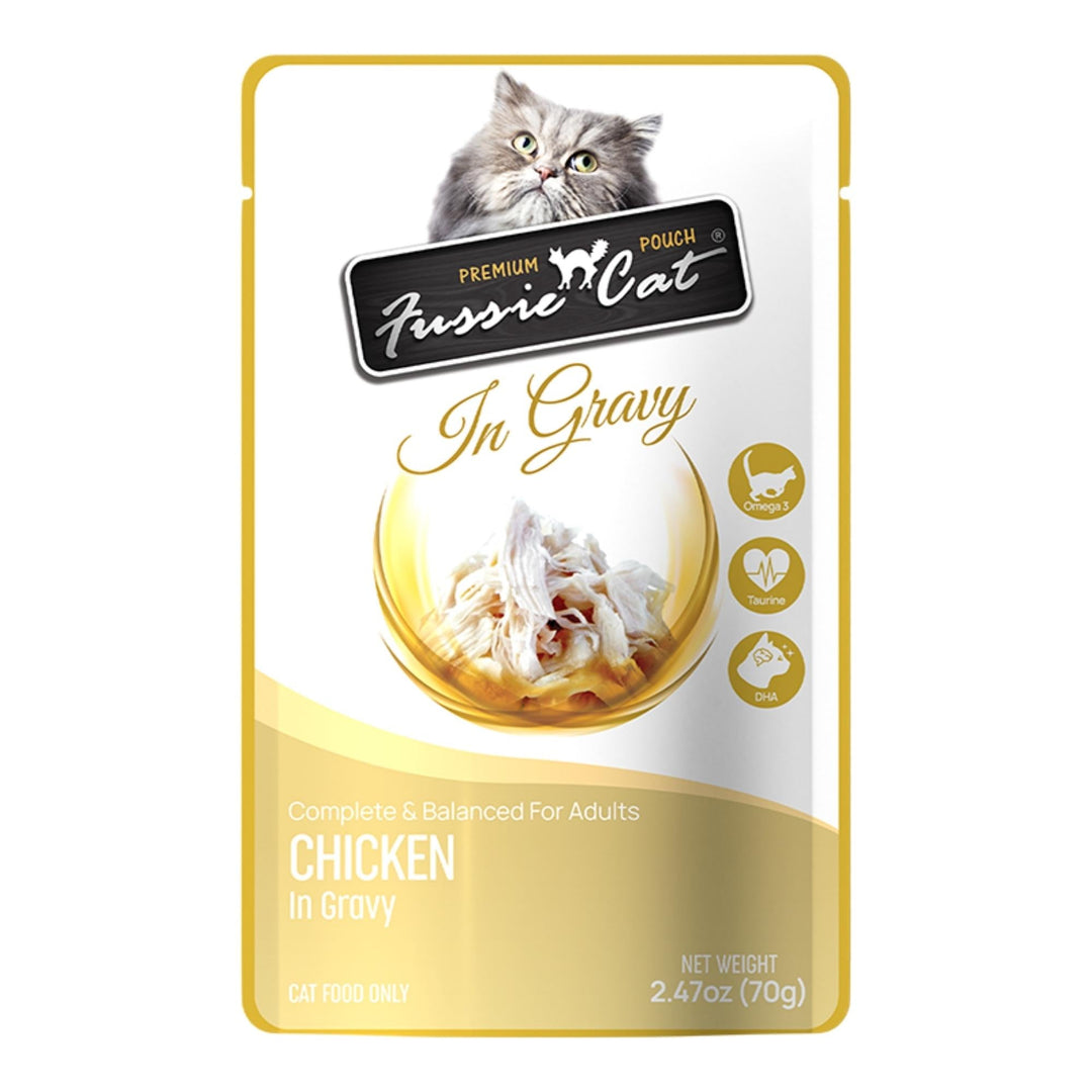 **Fussie Cat Premium Chicken in Gravy 2.47oz. Pouch