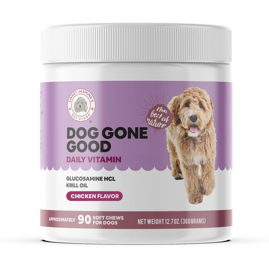 Dog Gone Good daily vitamin container for dogs on a white background