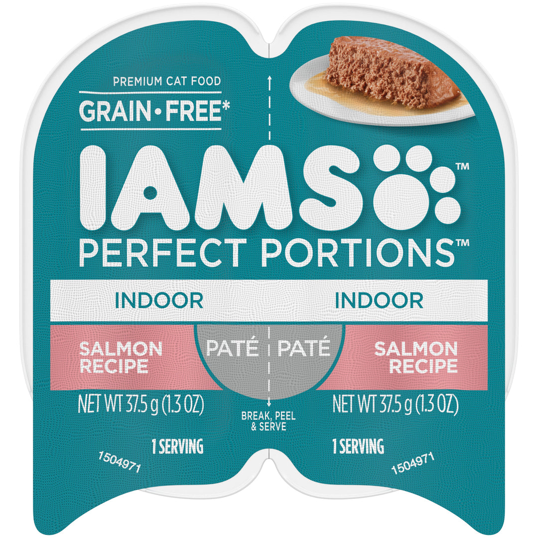 Iams Perfect Portions Indoor Pate Wet Cat Food Salmon 24Ea/2.6 Oz, 24 Pk