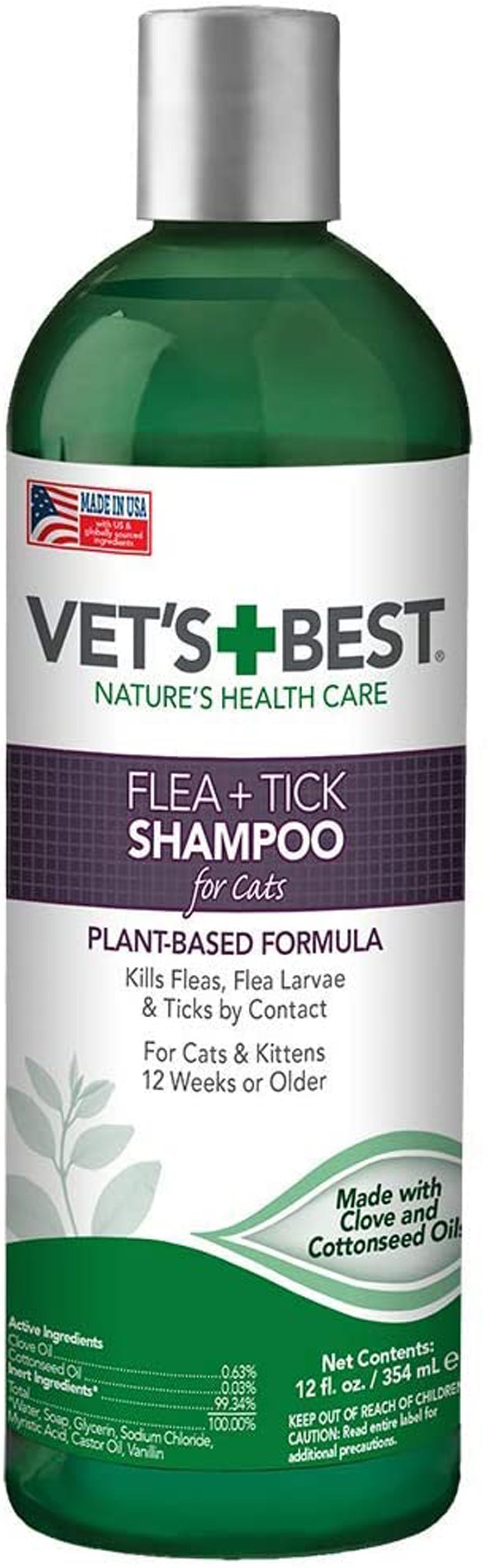 Vets Best Flea and Tick Shampoo for Cats 12 Fl. oz