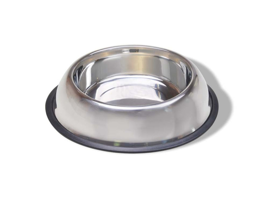 Van Ness Plastics Stainless Steel Non Tip Dog Bowl w-Rubber Ring 16oz