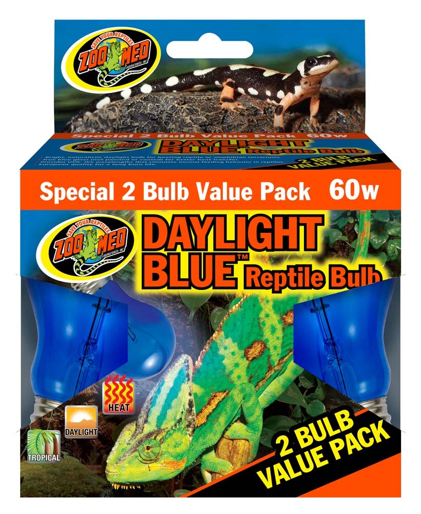 Zoo Med Daylight Blue Reptile Bulb Blue 60 Watt; 2 Pack