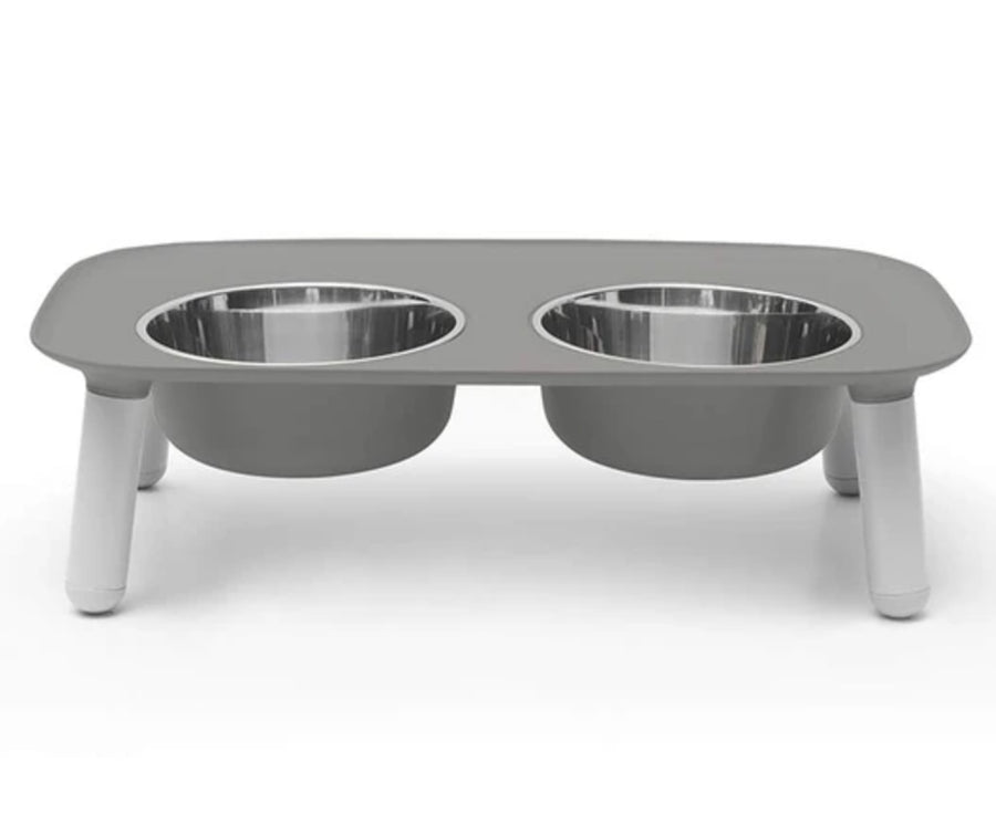 Messy Mutts Dog Double Feeder Elevated Grey