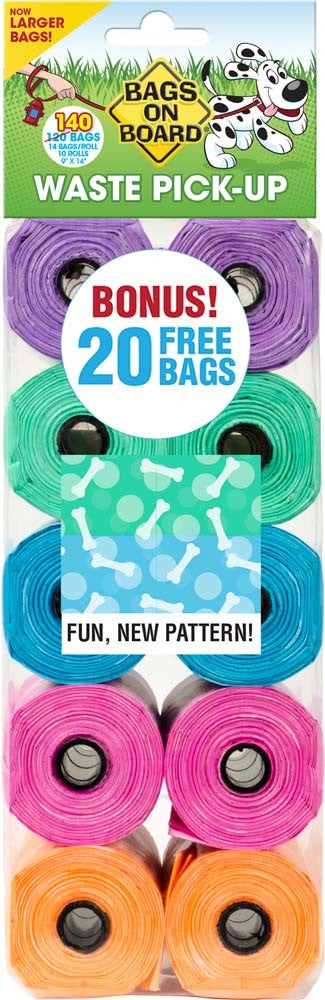 Bags on Board Waste Pick-up Bags Refill Green; Purple; Pink; Blue 140 Count