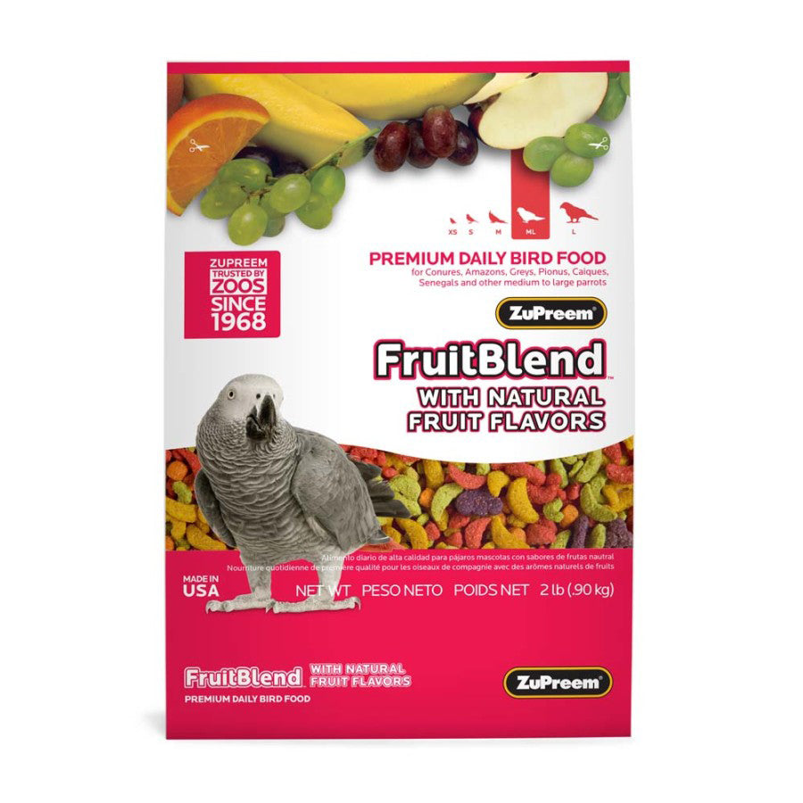 ZuPreem FruitBlend with Natural Flavor Pelleted Bird Food for Parrots and Conures 2 lb