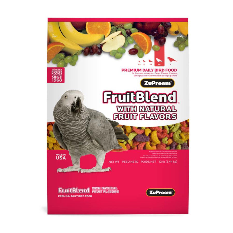 ZuPreem FruitBlend with Natural Flavor Pelleted Bird Food for Parrots and Conures 12 lb