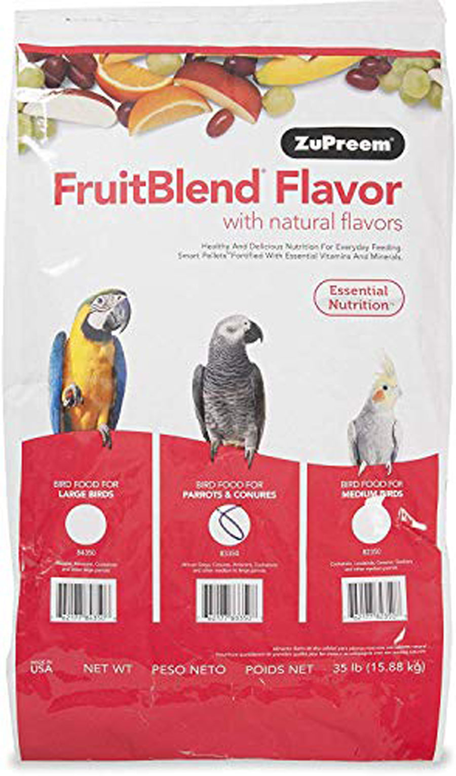 ZuPreem FruitBlend with Natural Flavor Pelleted Bird Food for Parrots and Conures 35 lb