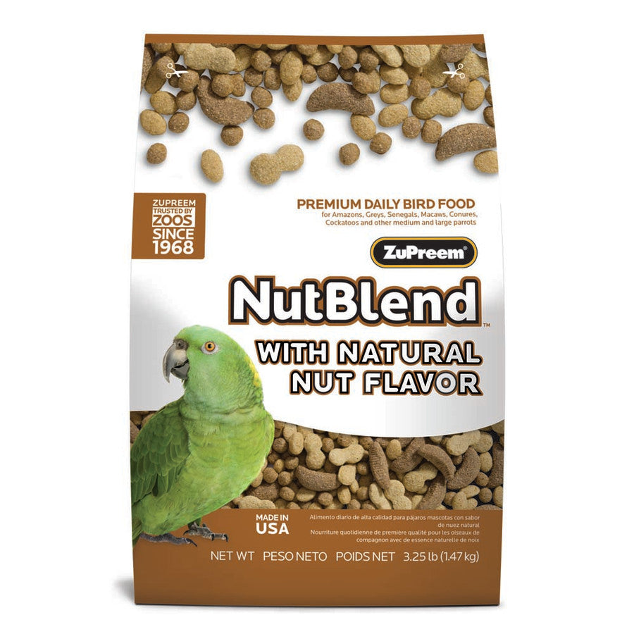 ZuPreem NutBlend with Natural Nut Flavor Pelleted Bird Food for Parrots and Conures 3.25 lb