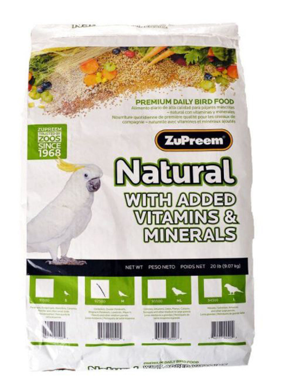 ZuPreem Natural Pelleted Bird Food for Cockatiels 20 lb