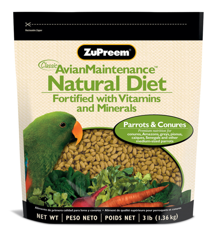 ZuPreem Natural Pelleted Bird Food for Parrots and Conures 3 lb