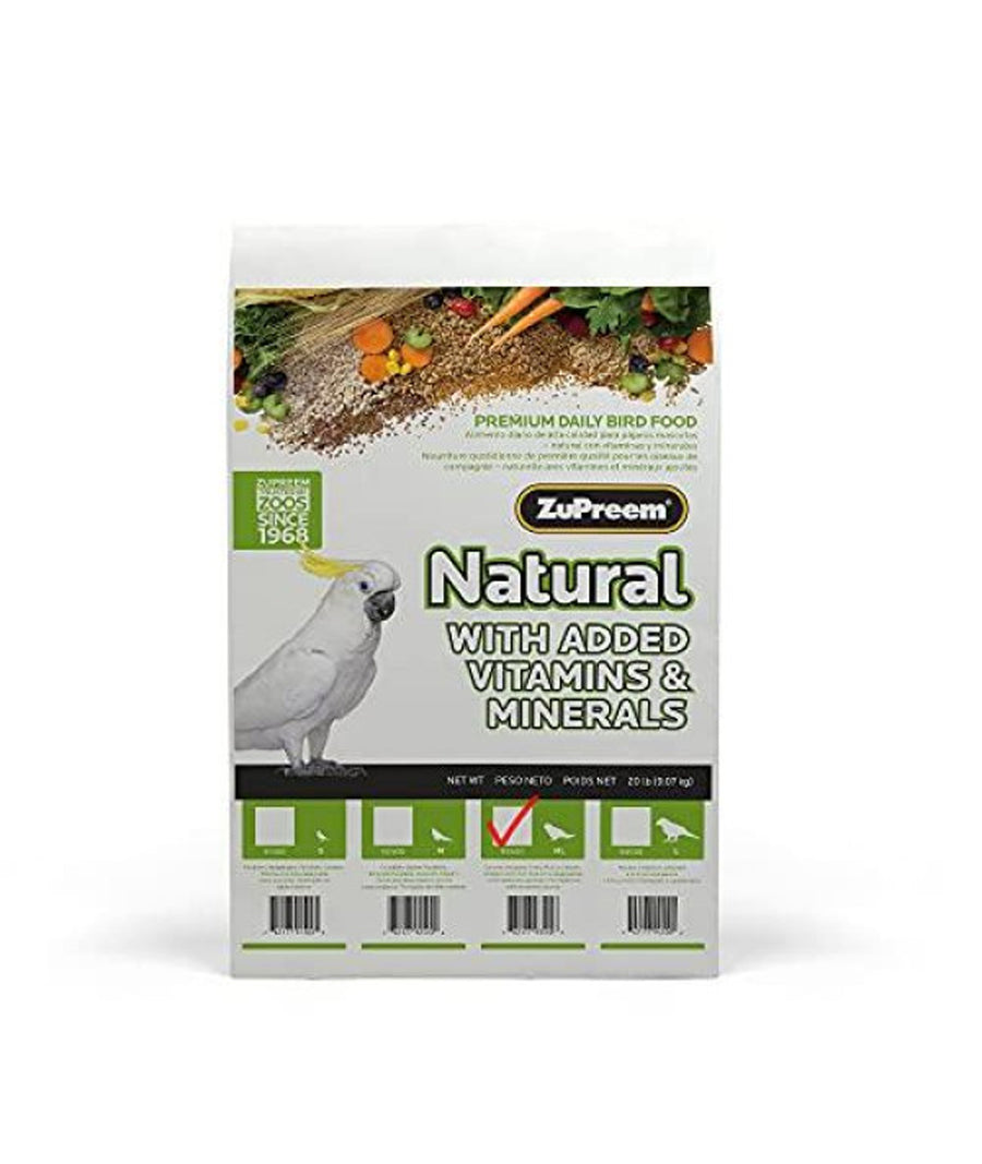 ZuPreem Natural Pelleted Bird Food for Parrots and Conures 20 lb