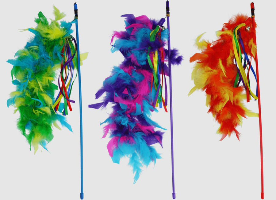 Multipet Cat Teaser Danglers with Feathers (Assorted) 20 inch
