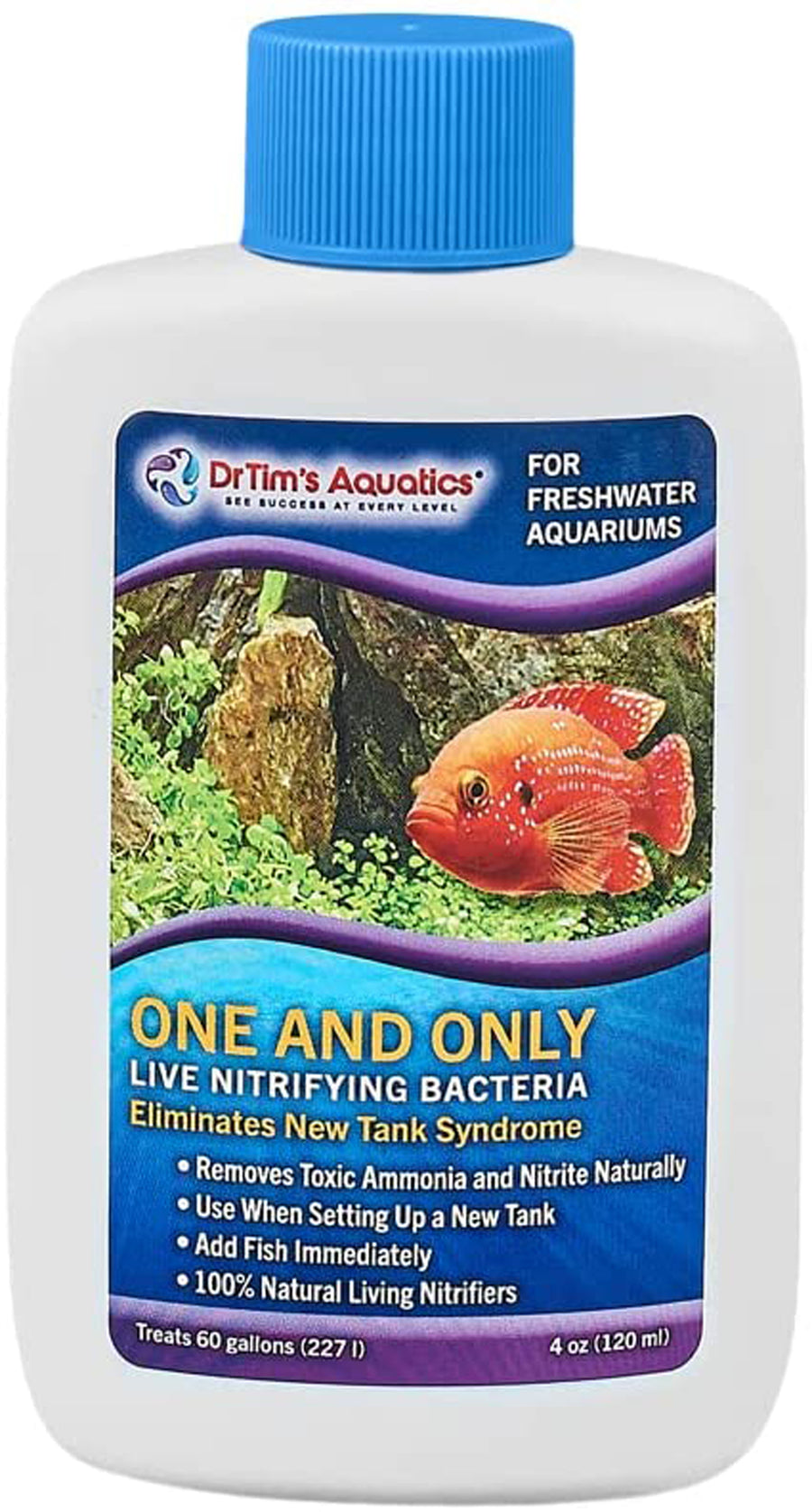 Dr. Tims Aquatics One and Only Live Nitrifying Bacteria for Freshwater Aquariums 4 fl. oz