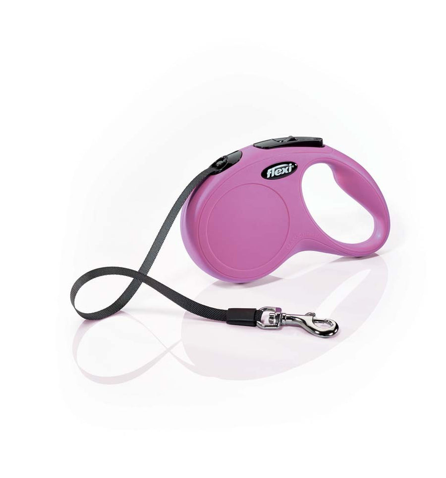 Flexi Classic Retractable Tape Dog Leash Pink 16 ft Small